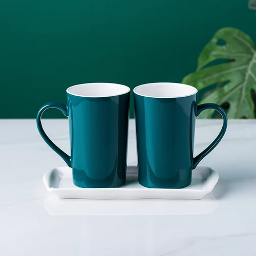 Набор керамических чашек с зеленым горлышком для мытья парных чашек, парная Чистящая кружка, домашняя зубная щетка, нордический зубной цилиндр, принадлежности для ванной комнаты - Color: 3pcs