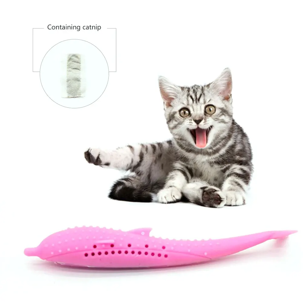 Pet Cat игрушки для прорезывания зубов в форме рыбки силиконовые мяты зубная щетка молярная палка Зубы игрушка для собак, очищающая зубы для кошек интерактивный питомец поставки