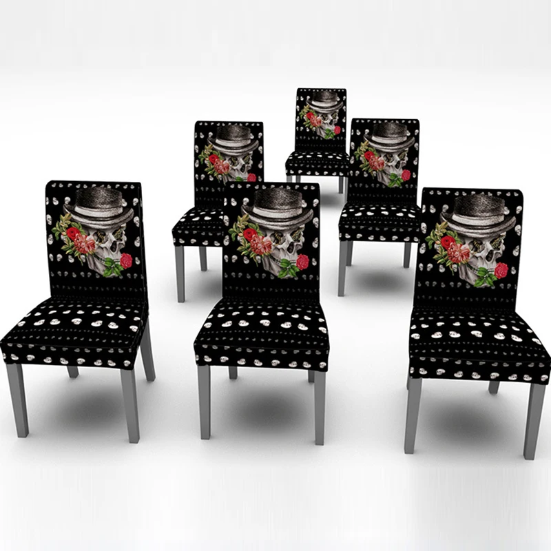 

Creative Printing Skull Waterproof Oil-proof Table Cloth Fashion Home Decoration Textile Halloween Elastic Chair Cover