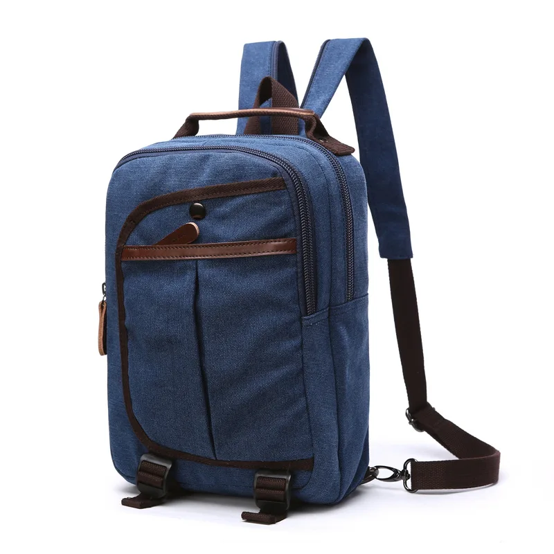 

Ougger Men's Backpack Travel Shoulder Bags Female Small Blue Canvas Popular Latest Model Multifunction Sport Bag for Outdoor