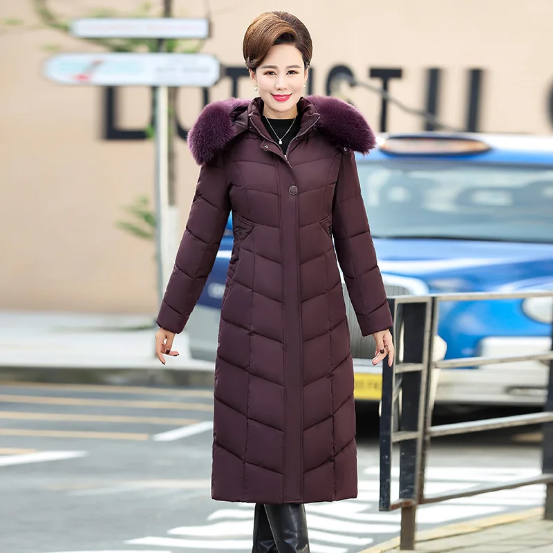 

Middle-aged Winter down Jacket Cotton-padded Clothes Women's Long over-the-Knee New Style Large Size Coat 40-Year-Old 5060 Slimm