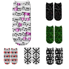 Новые модные мужские и женские носки с математическими буквами, забавные носки с 3D принтом в виде игры в покер, рыбной чешуи, носочки с музыкальной нотой, носки с мышкой