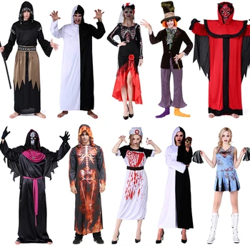 

Halloween Adult Costume Men Cospaly Women Masquerade Horror Zombie Death Vampire Clothes Festival Bar Decoration Party Supplies