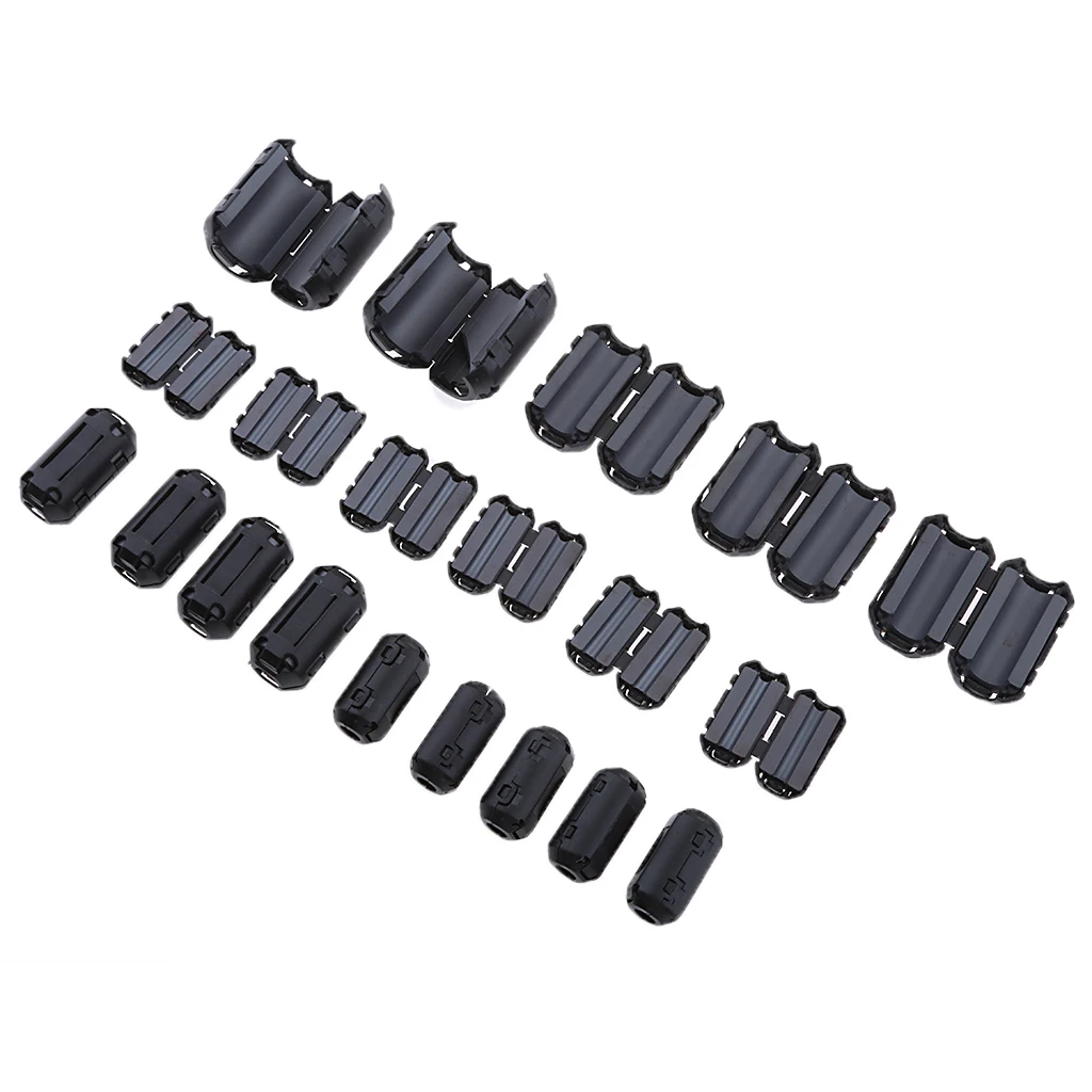 20Pcs Cable Clips Clip-on Ferrite Core Ring RFI EMI Anti-Noise Suppressor Filter