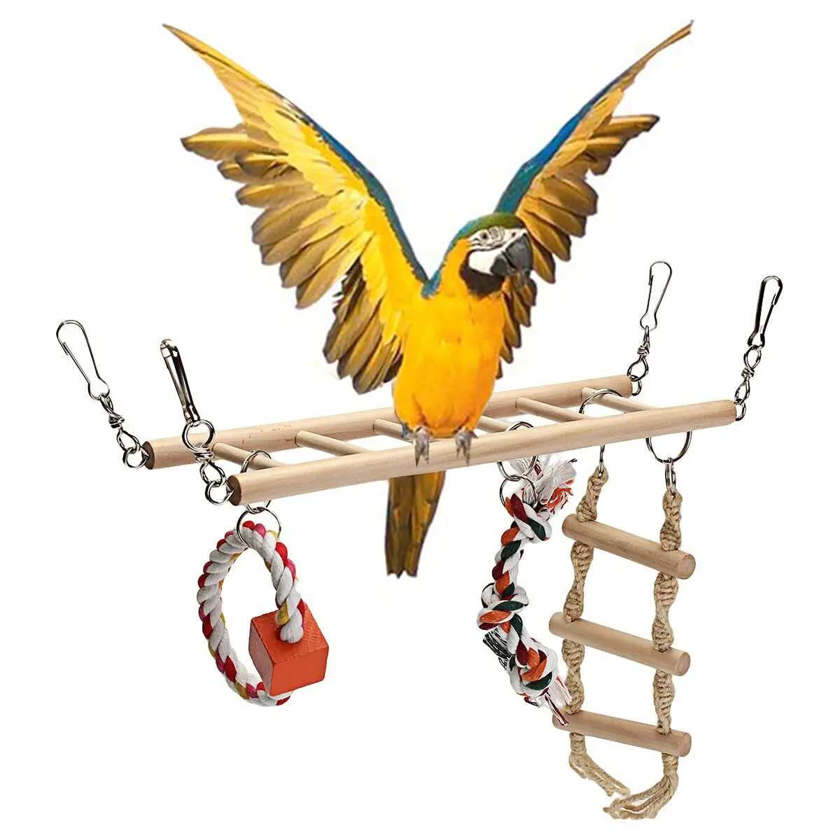 

Parrot Toy Birds Pets Parrots Ladders Climbing Swing-Toy Perch Toy Wood Parrot Drawbridge Climb Cableway Hamster Toy