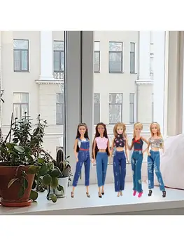 

5 Set Handmade Fashion 11.4inch Girl Doll Clothes Accessories Casual Pants Tops P31B