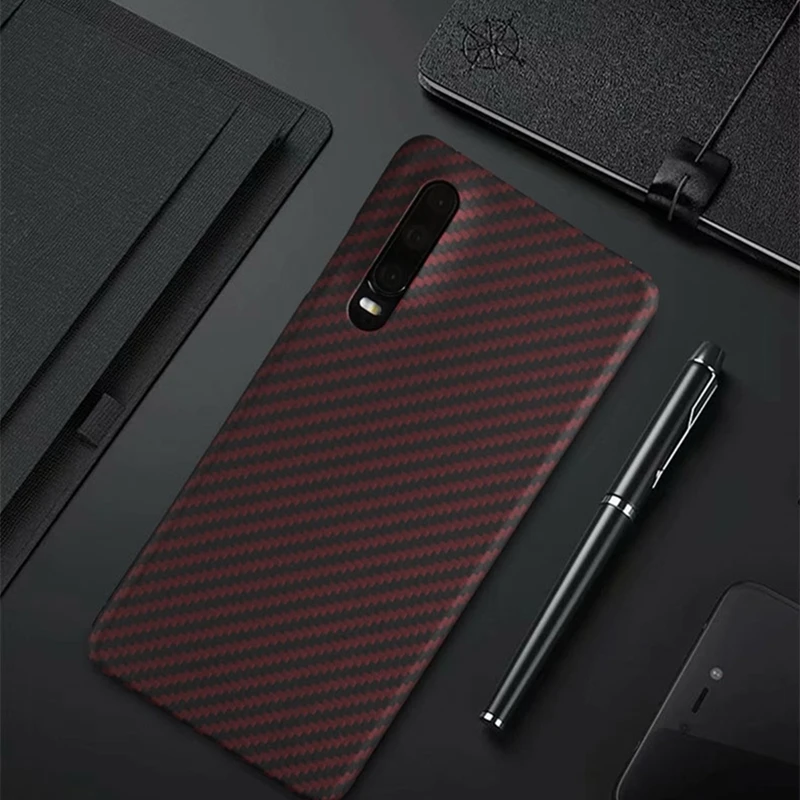 Matte Red Дизайнерский чехол из настоящего углеродного волокна для huawei P30 Pro, ультратонкая задняя крышка из арамидного волокна для mate 20 Pro - Цвет: Matte Red