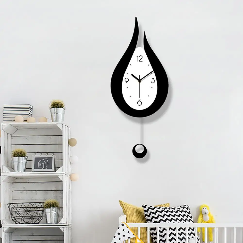 

DishyKooker Modern Mute Water Droplets Shape Swing Wall Clock for Living Room Bedroom