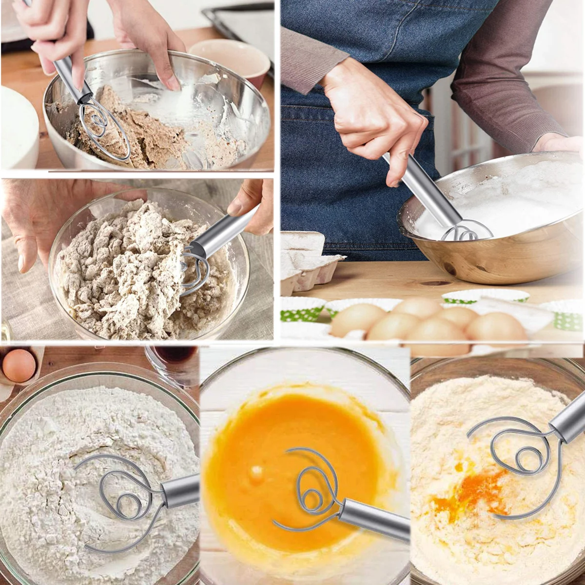 Stainless Steel Flour Mixer Multifunctional Wire Ring Stirrer Baking Tool for Egg Jam Milk Shake Complementary Food