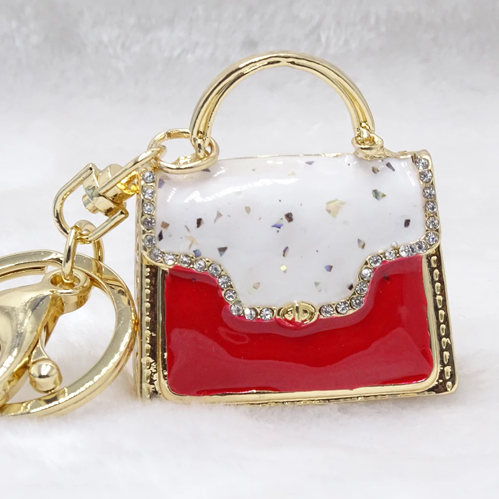 Модная сумочка цепочка для ключей красная краска украшенная оболочка ремесло