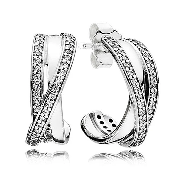 

Original Entwined Circles With Crystal Earring Earrings For Women 925 Sterling Silver Earring Wedding Gift Fine Diy Jewelry