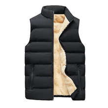 

2021 Men's Winter Vest Jackets Thicken Sleeveless Coat Thermal Fleece Stand Collar Vests Men Fashion Large Size Clothing