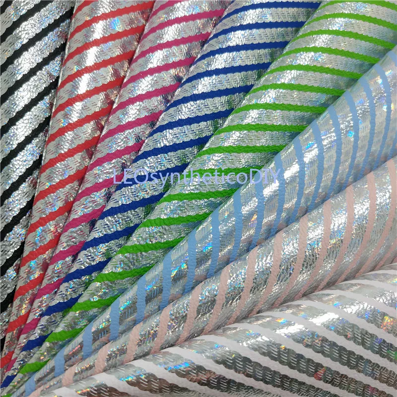 

1PC 21X29CM Stripes Printed Faux Leather Fabric, Synthetic Leather Fabric Leather Sheets For Making Bows LEOsyntheticoDIY T271
