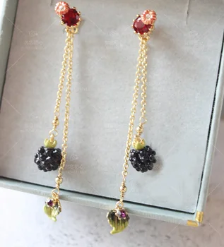 

2020 Sale Earing Pendientes That The Beginner S Mind French Enamel Glaze For Mulberry Leaves Tassel Ruby Long Earrings Stud