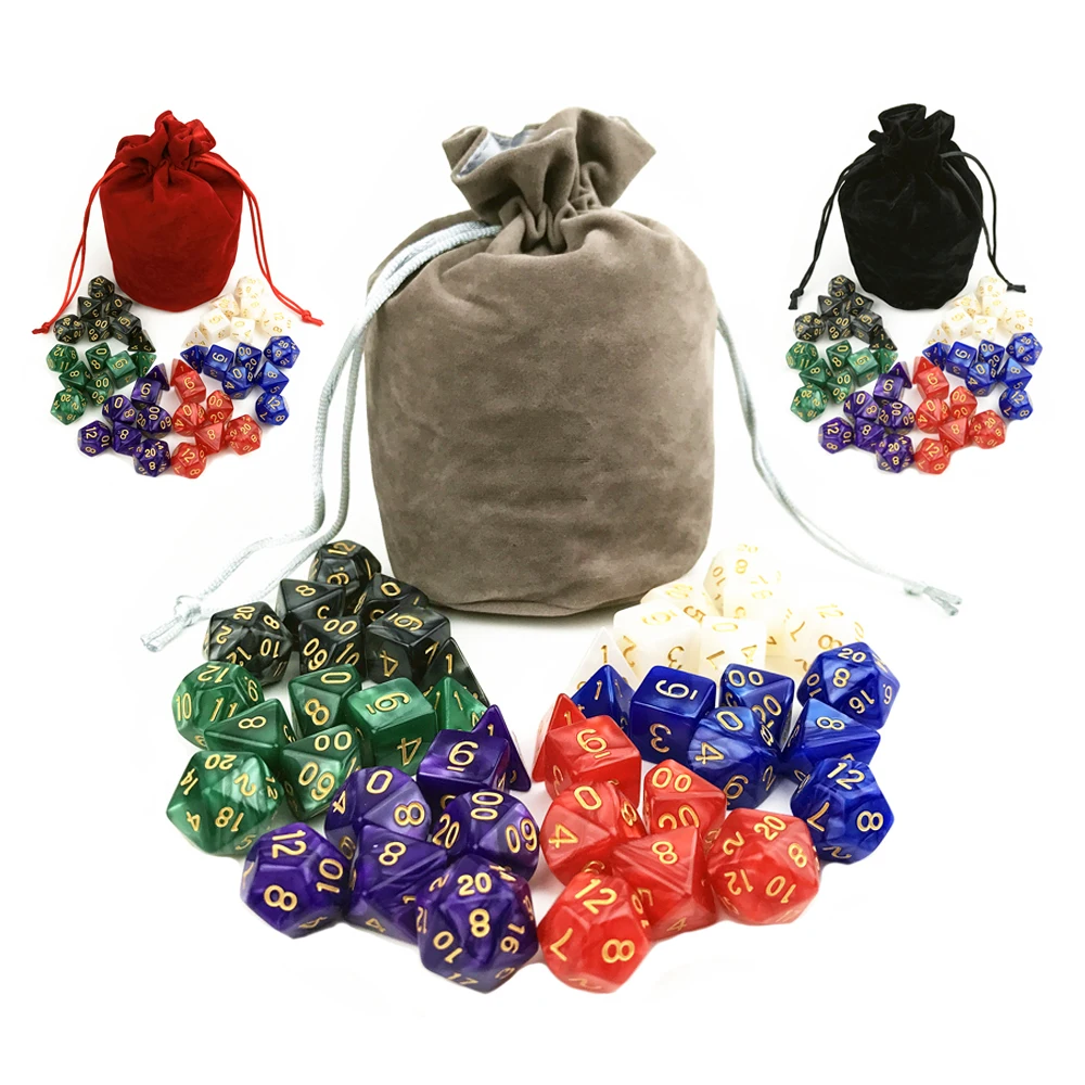 Lot of 42 DnD Dungeons And Dragons Dice 6 Sets with Pouch D&D Fast Shipping 