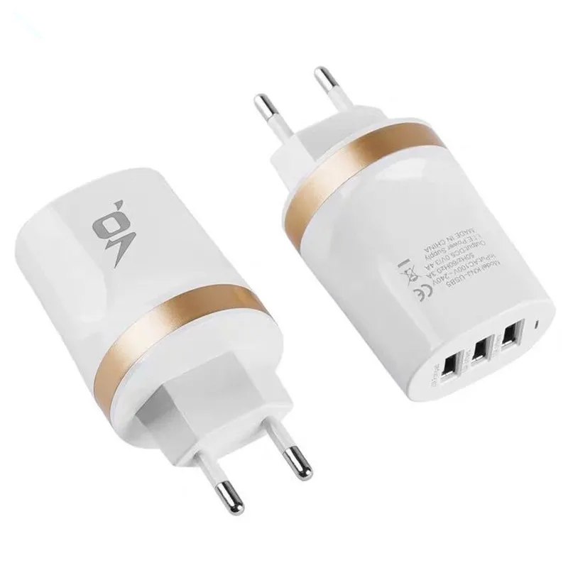 Белый (ЕС) 3USB 2.1A 1A расширения мобильный телефон многофункциональный Зарядное