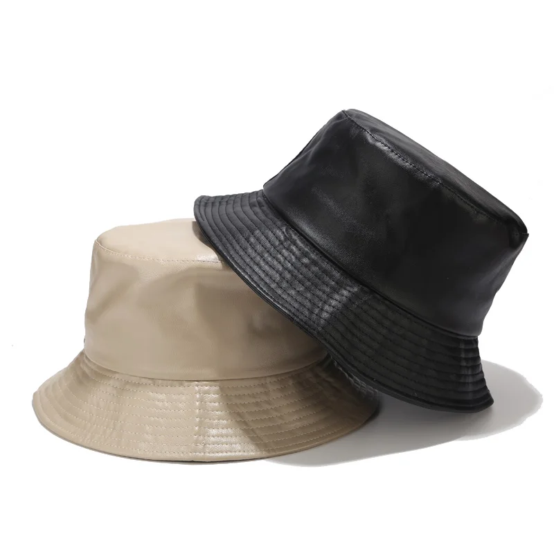 Модная PU Bucket Hat, кожаная Рыболовная Шапка, однотонная Складная Походная шапка, уличная Водонепроницаемая Панама в стиле хип хоп для женщин и мужчин|Мужская панама|   | АлиЭкспресс - Мода на Али