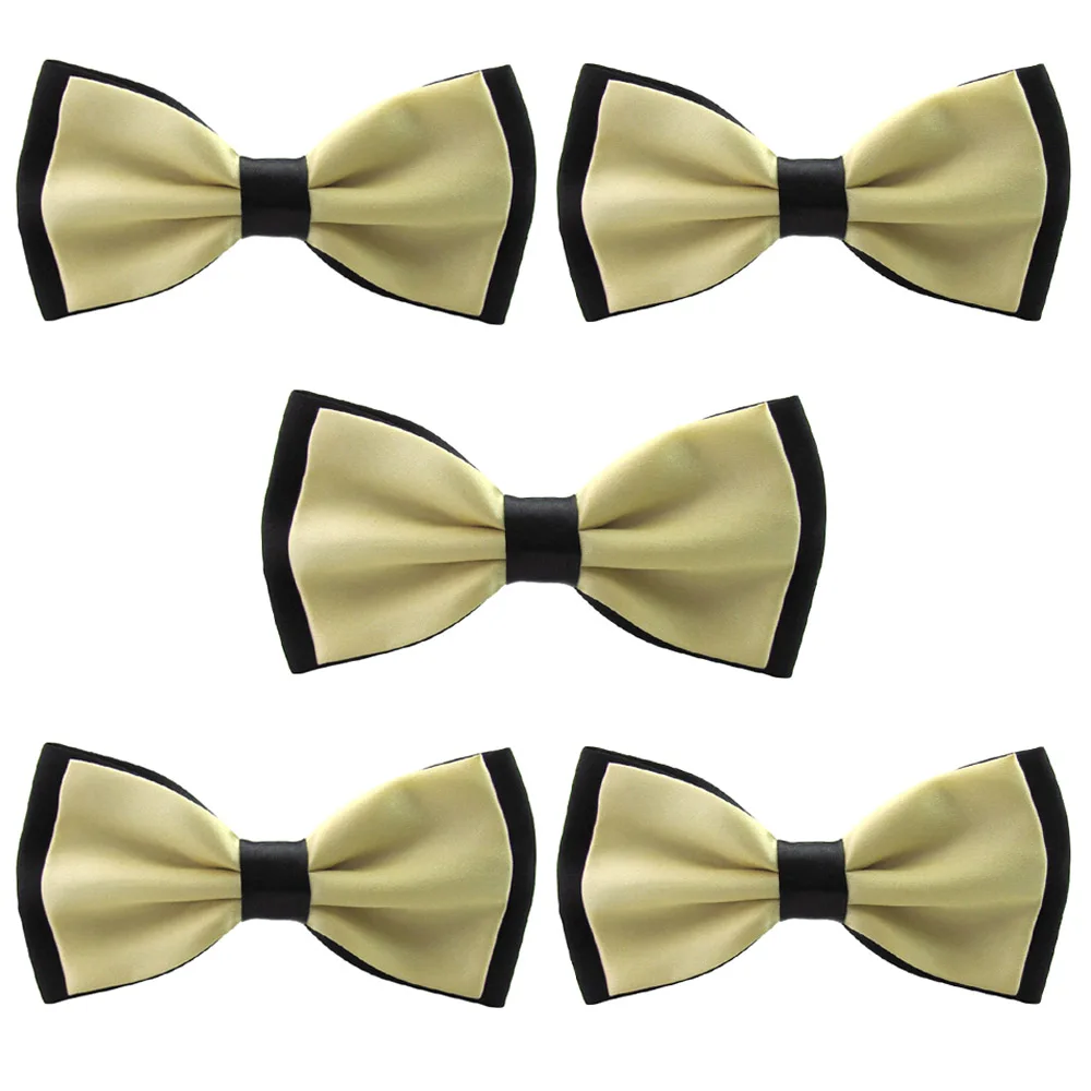 Light Champagne-5PCS 5 пачек мужской галстук-бабочка атласный деловой Свадебный регулируемый галстук-бабочка - Цвет: Light Champagne-5PCS