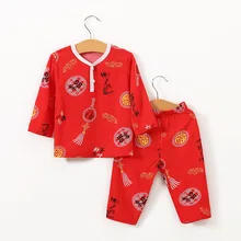 Детская воздухопроницаемая одежда для малышей тонкая летняя одежда Пижама с длинными рукавами из чистого хлопка для мальчиков и девочек детская одежда в китайском стиле