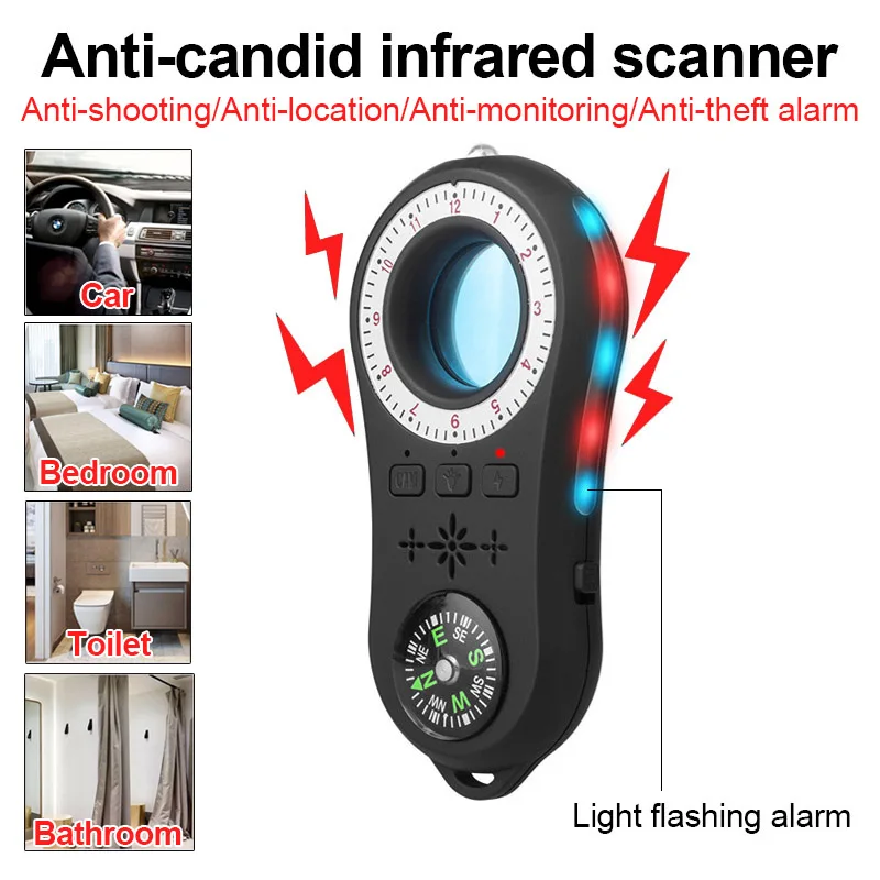 

S100 Anti-theft Alarm Hotel Toilet Anti-candid Infrared Scanner LED Flashlight Anti-monitoring Anti-location Wireless detector