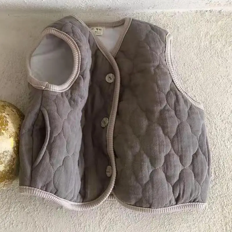 Winter Newborn Clothes Solid Color Vest Baby Girls Boys Thicken Warm Waistcoat Kid Outerwear Children Teens Cotton Jackets