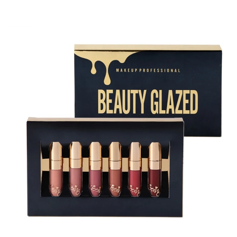 

BEAUTY GLAZED 6pcs/Set Liquid Lipstick Lip Gloss Makeup Matte Lipstick Lip Kit Long Lasting Cosmetics Maquiagem