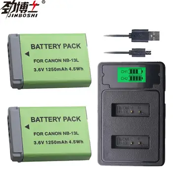 

2x 1250mAh NB-13L NB13L NB 13L Battery + LCD USB Charger for Canon G7 X Mark II G7X G5 X G5X G9 X G9X SX620 SX720 HS Batteries