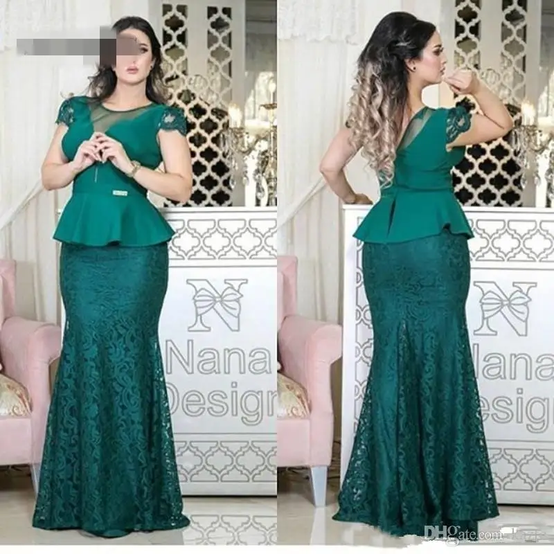 

Latest hunter Green Long Mother of the Bride Dresses 2019 vestido de madrinha Cap Sleeve Lace Skirt Elegant Mothers Evening gown