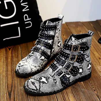 

Round Toe Med Casual Fall Ankle Boots Women Square Heel Solid Metal Decoration Boots Ankle Fashion Chelsea PU Shoes Plus Size