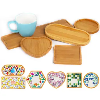 

1/3/4Pcs Wooden Round Cup Coasters Mosaic Heart Square Coaster Cup Mat Placemat Mosaic Making DIY Craft Mosaic Tool Kits