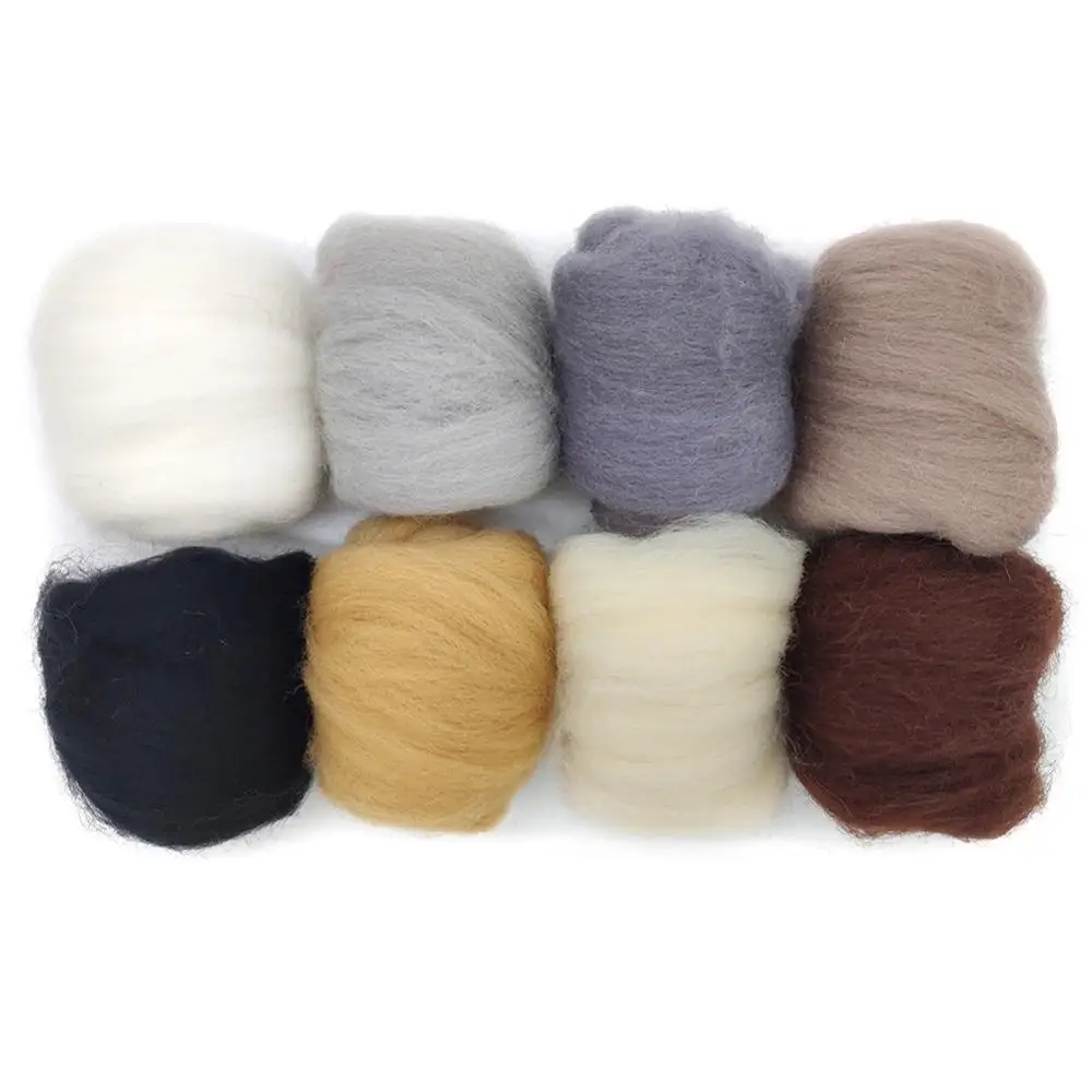 

8 Pack Needle Felting Wool Roving 10g x 8 Color Total 80g Merino Wool 70S (19 Microns) Eco-friendly Natural (NO.02)