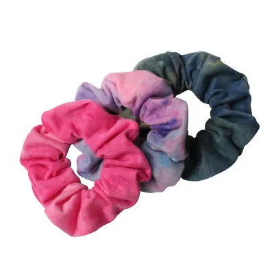 best headbands for women 3pcs Tie Dyed Scrunchie Pack Hair Accessories For Women Girls Headbands Elastic Rubber  Hair Tie Hair Rope Ring Ponytail Hold long hair clips Hair Accessories