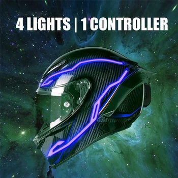 

4PCS Motorcycle LED Night Riding Signal Helmet EL Cold Light Helmet Led Lights Strip Kit Bar Accessories Light Decoration