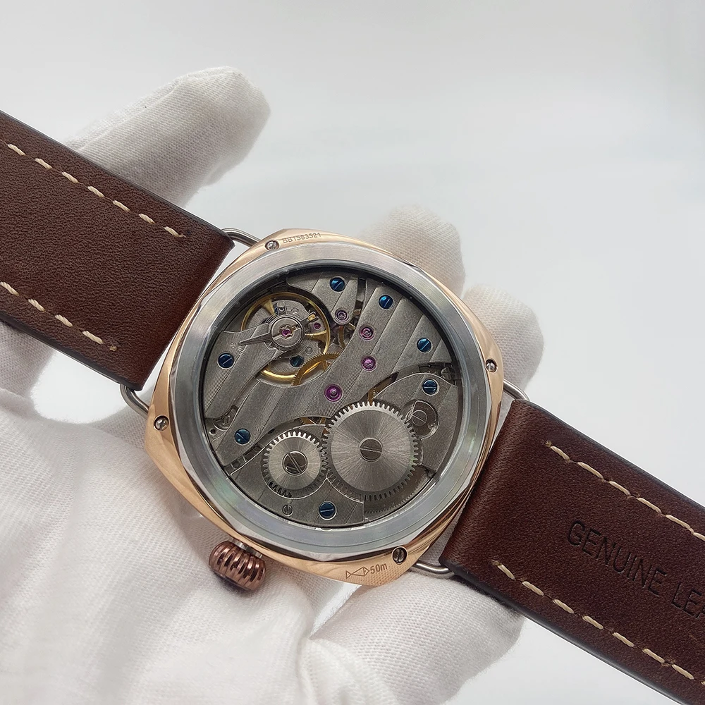 Men's Mechanical Watch 47mm 316 Stainless Steel Polished Case 17 Jewelry Mechanical Manual Movement Luminous Hand 50m Waterproof - 5