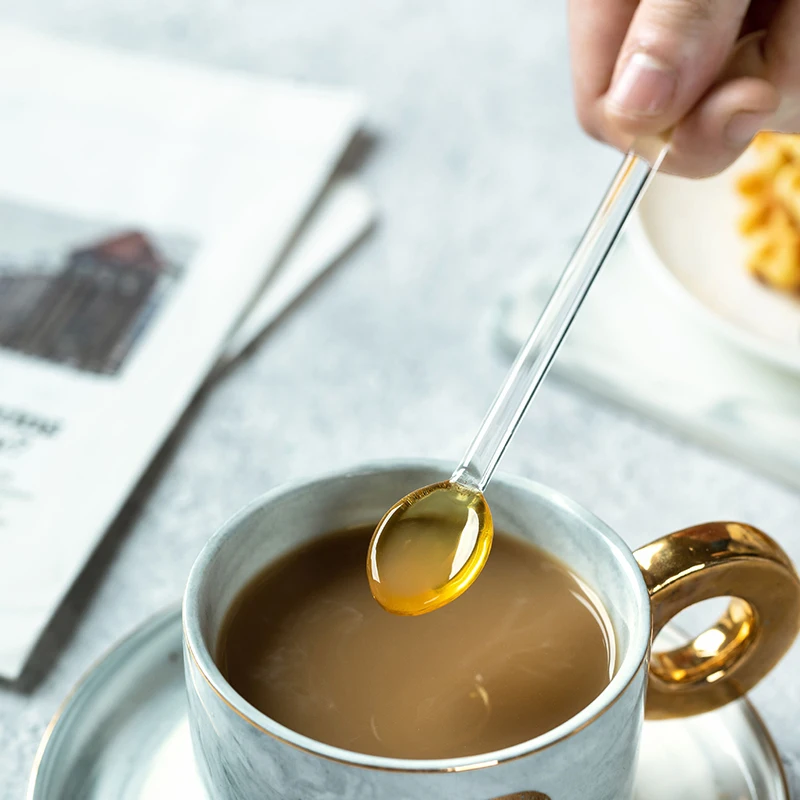 Long Handle Coffee Scoops Tea Spoons Pyrex Glass Scoop Kitchen Hot Drinking Flatware Drinkware Tableware Spoon Gadget | Дом и сад