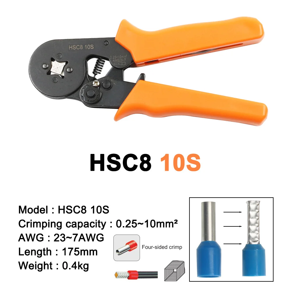 HSC8 6-4B 6-4A мини-зажимной инструмент обжимные плоскогубцы 0,25-6 мм2 терминалы обжимные инструменты Мультитулы руки plierstube иглы терминалы - Цвет: 10S