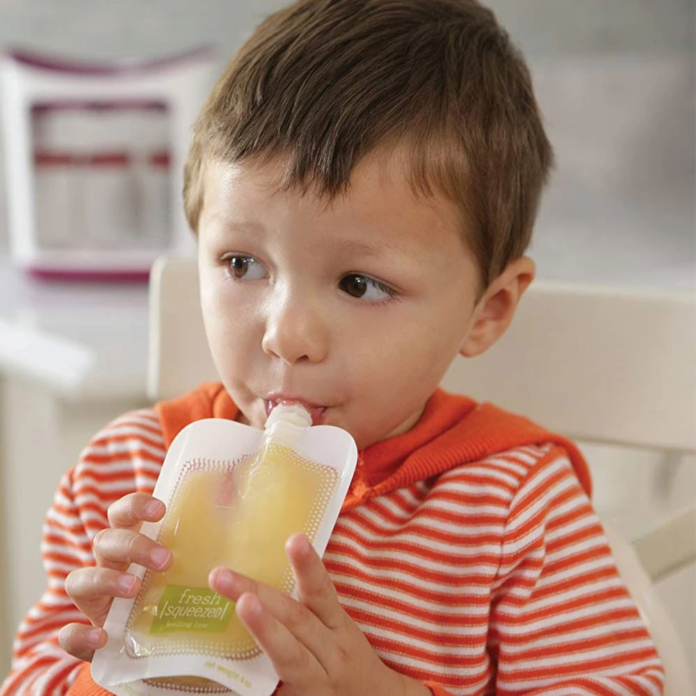 Baby Food Storage Containers Food Pouch 10pcs Puree Squeeze Feeding Baby Food Storage Bag Disposable Newborn Accessories Fruit Juice Small Non-toxic Portable Container