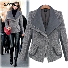 Осенне-зимнее женское пальто повседневное приталенное шерстяное пальто с длинным рукавом на молнии женское короткое плотное шерстяное пальто abrigos mujer invierno