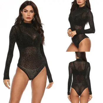 

Women Long Sleeve Bandage Bodysuit Leotard Top T-shirt Jumpsuit Romper