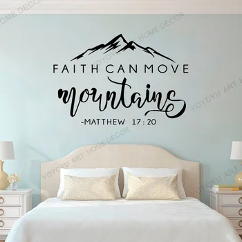 

Faith Can Move Mountains Bible Verse Vinyl Wall Sticker Christian Wall Decor For Home Living Room Decals Bedroom Wall Decal JC67