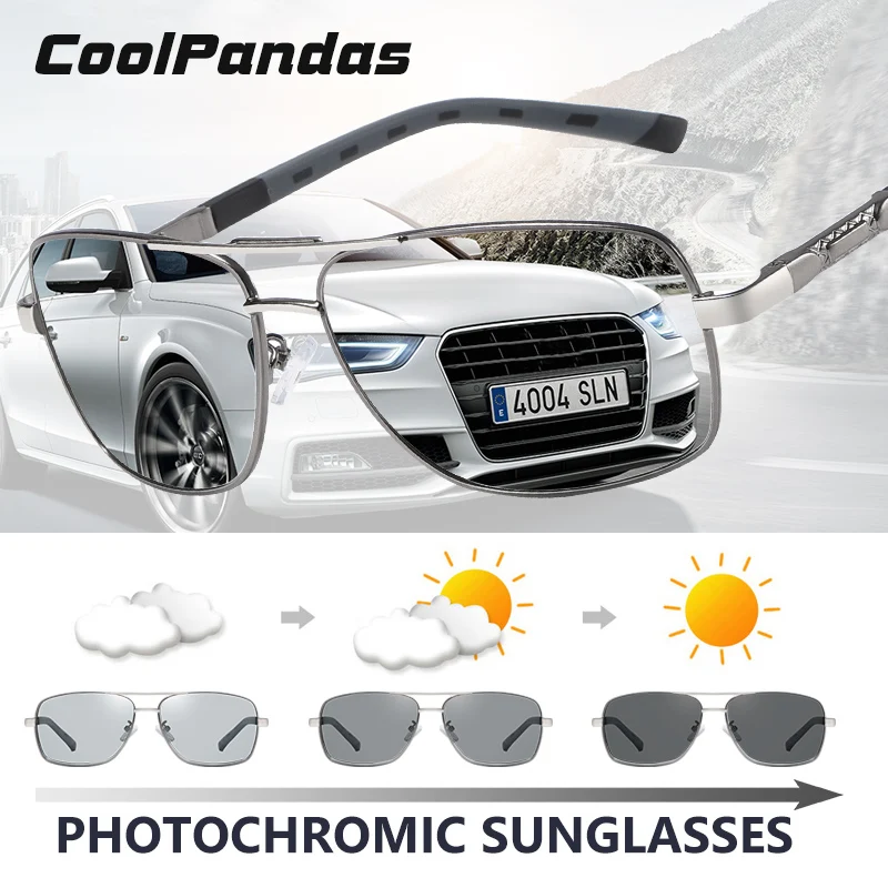 CoolPandas, фирменный дизайн, квадратные солнцезащитные очки для мужчин и женщин, поляризованные фотохромные солнцезащитные очки, HD очки для вождения, lentes de sol hombre