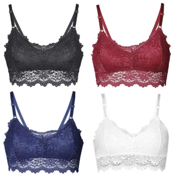 

Women Lace Bra Sexy Seamless Strappy Stretch Padded Bra Vintage Party Club Crop Top Bralette Tank Top Summer Fashion Vest HOT