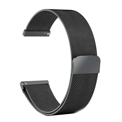 Strap 22mm 20mm for Samsung Galaxy Watch 42mm 46mm Milanese Stainless Steel Loop for Samsung Gear Classic Frontier Amazfit bip - Цвет ремешка: black