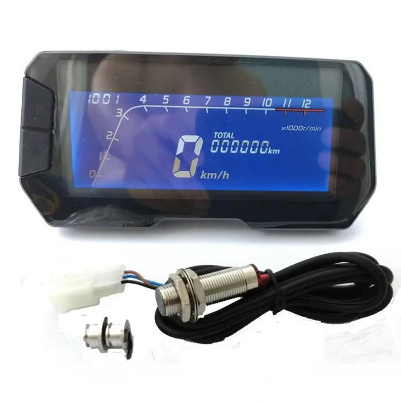 12000 об/мин 6 передач мотоцикла lcd цифровой спидометр синяя пленка цифровой дисплей одометр мотоцикла для 2,4 цилиндров метр