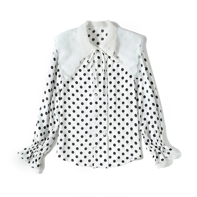 

Autumn Flirt White Polka Dot Shirt Shirt Womens Tops and Blouses Blusas Mujer De Moda 2020 Long Sleeve Ladies Tops K8711