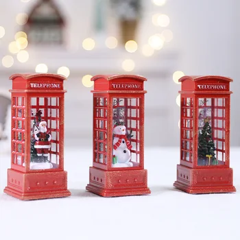 

2021 LED Christmas decoration lights telephone booth Santa Claus home decoration fairy lights christmas decorations