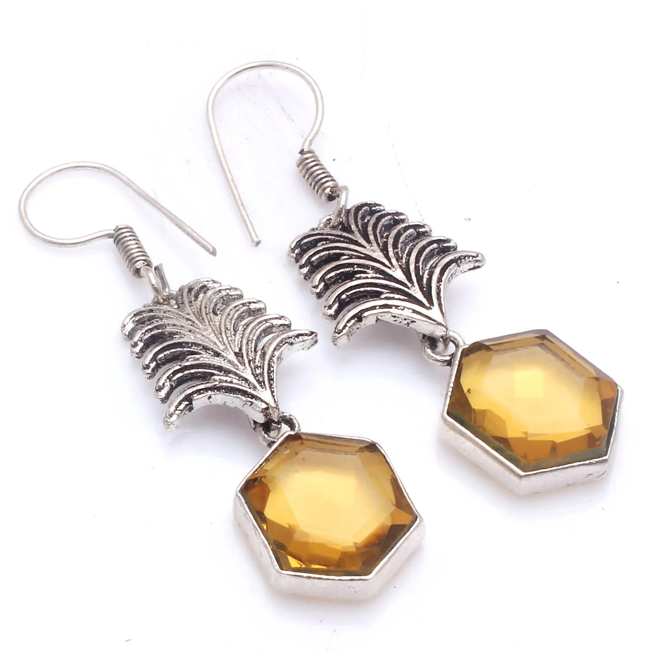 

Серьги из натурального цитрина и серебра на медном покрытии, подарок для женщин ручной работы, E5807