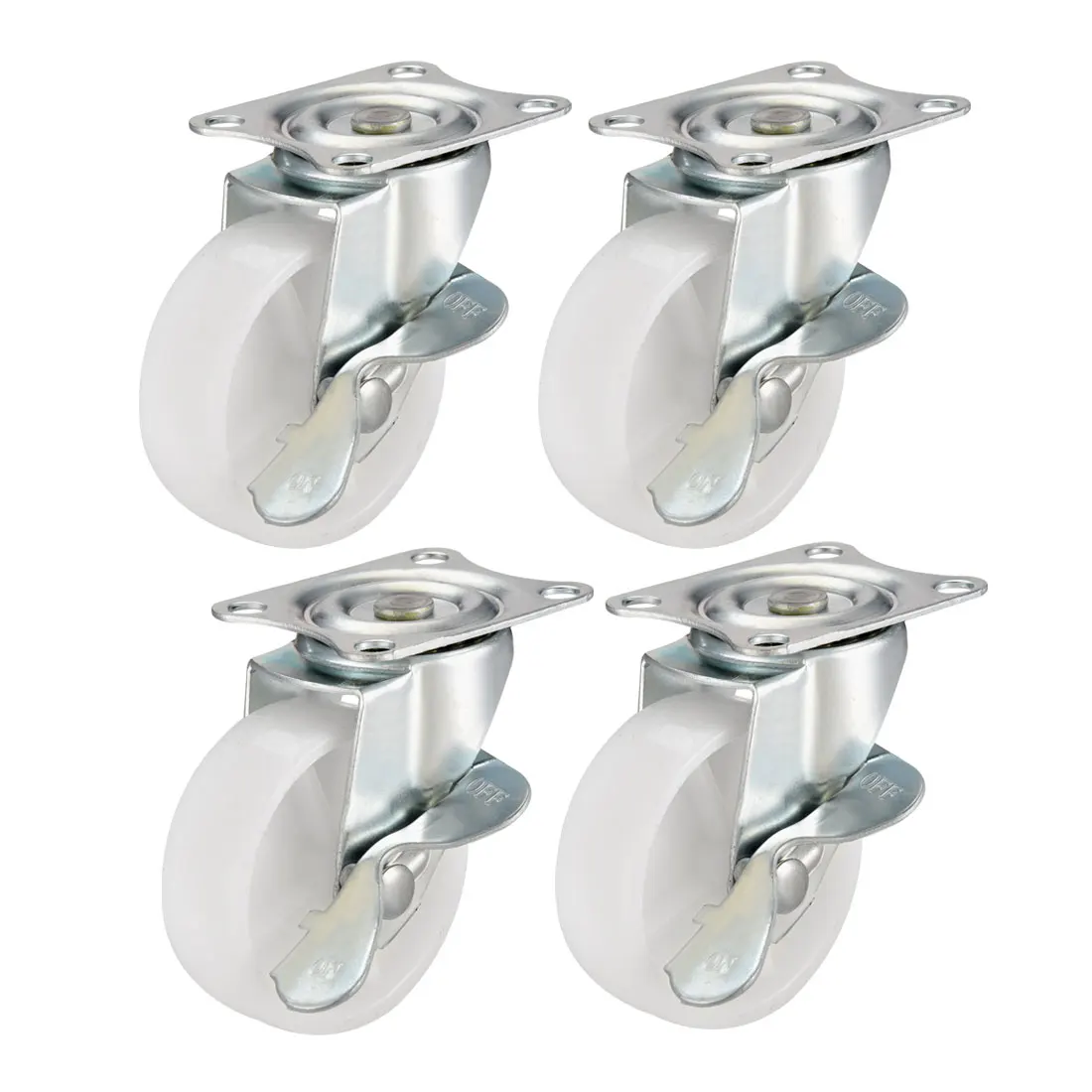 

uxcell 4 Pcs 3 Inch Swivel Caster Wheels PP Top Plate Mounted with Brake 110lb Capacity Furniture Replacement