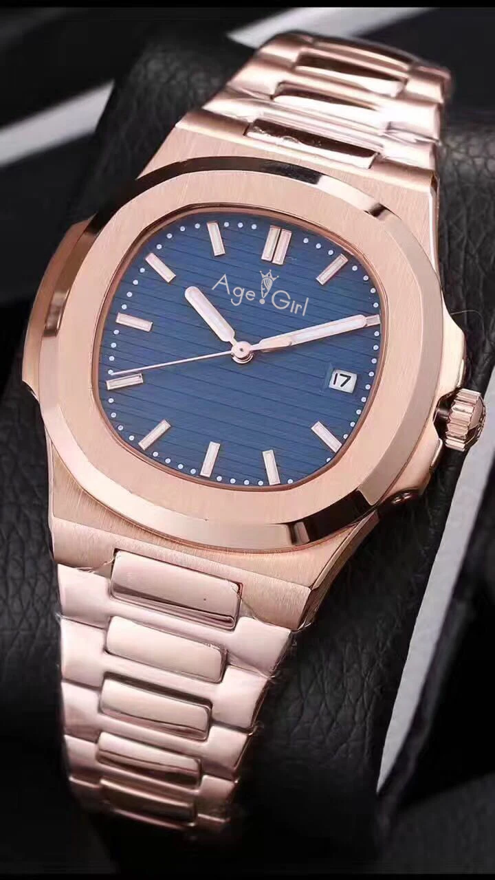

LuxuryTop Brand New Automatic Mechanical Mens Watch Rose Gold Sapphire Stainless Steel Transparent Glass Back Silver Black Blue