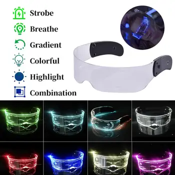 

LED Luminous Glasses EL Color Neon Party Acrylic Light Up Futuristic Glasses For Christmas Rave Party KTV Bar Performance